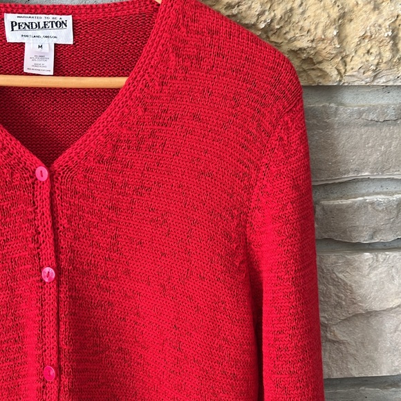 Pendleton Red Cardigan Sweater Size Medium - Picture 8 of 16
